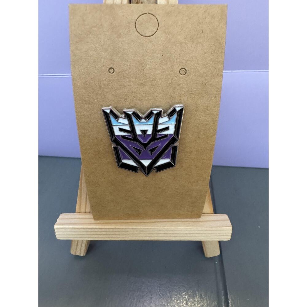 Decepticon Logo Transformers Enamel Lapel Pin Purple Robot Badge Rubber Clutch
